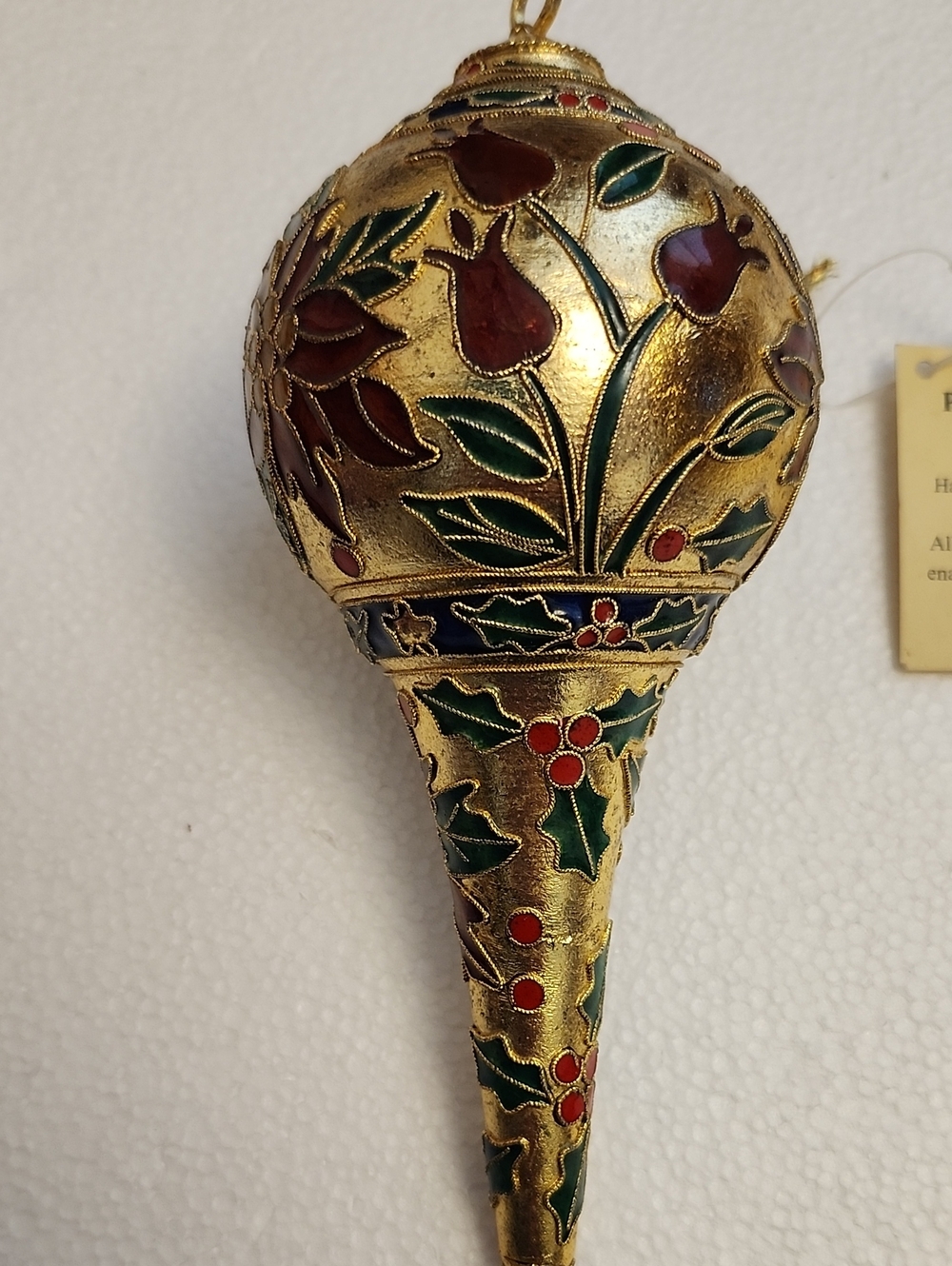Christmas Holiday Ornament Large Cloisonne Colorful Finial - Picture 6 of 6